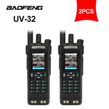 BAOFENG UV-32 Amateur Walkie Talkie Aviation Radio GPS Bluetooth APP Black 2PCS