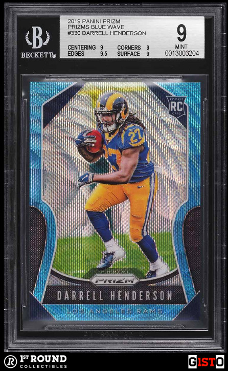 POP 1: Darrell Henderson RC BGS 9: 2019 Panini Prizm Blue Wave Rookie Gisto /199