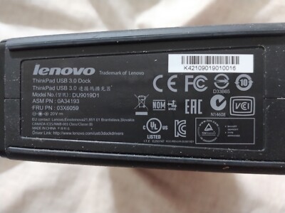 Lenovo ThinkPad USB 3.0 Pro Dock-USA (FG P/N; 40A70045US) Adaptador de