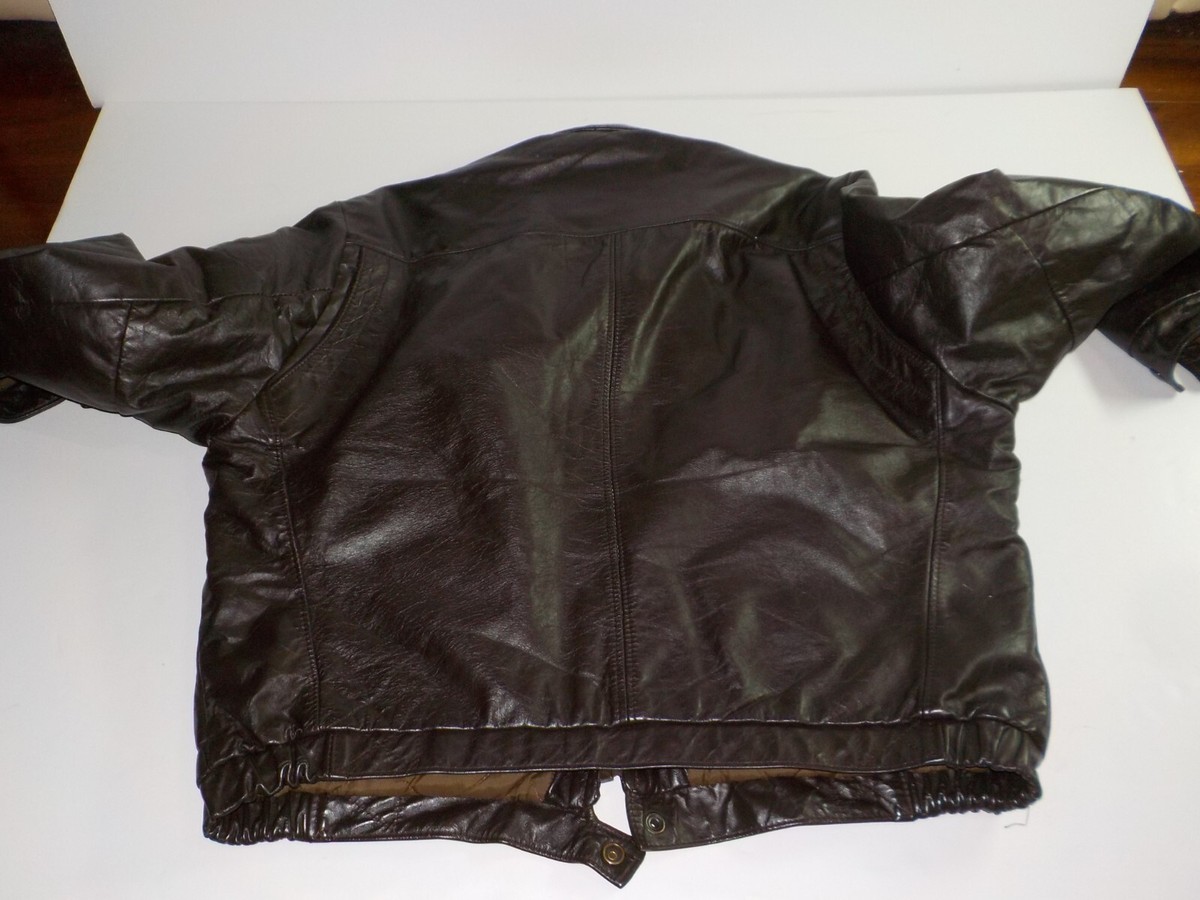 Leather Bomber Jacket VINTAGE Sears Leather Shop Quilted Lined