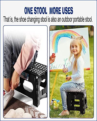 Foldable Step Stool Small Collapsible Folding Durable Fold up Stepping ...