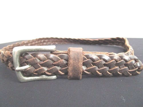 Gap Brown Braided Leather Silver Buckle Boy Kid's Belt Size M, 23"-27" - Picture 2 of 7