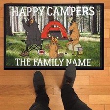 Custom Camping Doormat, 24  x 36  , Happy Campers Door Mat