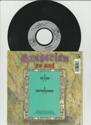 GREGORIAN - So sad (1991)  GERMANY  7'' Single  nm 
