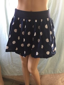 navy and white polka dot skirt