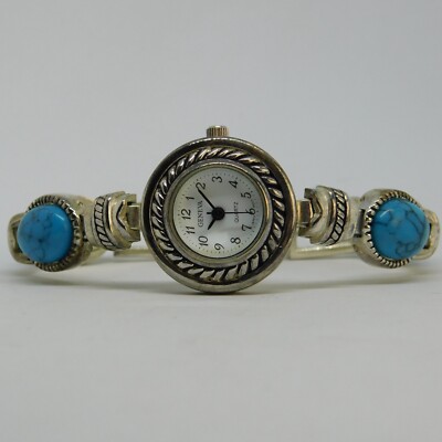 GENEVA Turquoise Inlay Quartz Analog Women's Watch Sz. 6 1/2'' New Battery