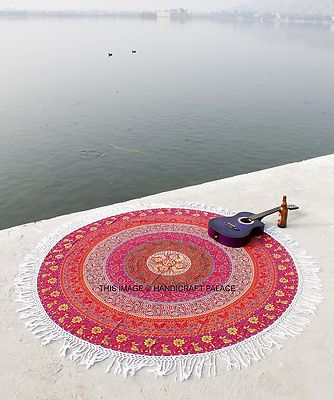 Indisch Rund Mandala Wandbehang Tapisserie Tagesdecke Strandtuch Yoga Matte Neu