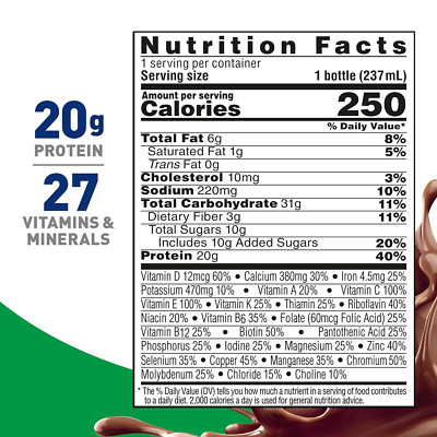 High Protein with Fiber Complete Nutritional Drink, Rich Chocolate, 8 Fl Oz B...