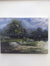 Quadro su tela dipinto ad olio su tela fatto in casa 29 cm x 22 x cm.