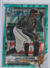 Marco Luciano 2021 Bowman Draft Chrome #BDC-131 Aqua Lava Refractor /199 Giants