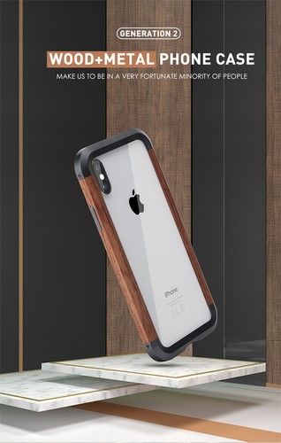 Ultradünn Echt Holz Metall Rahmen Wood Case Hülle für iPhone 12 13 14 15 Pro Max - Bild 5 von 15