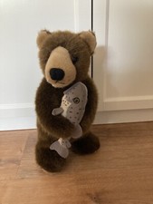 Arctic Circle Enterprises Realistic Brown Grizzly Bear Plush w/Fish Alaska 15"