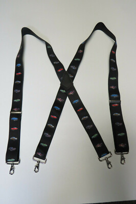 Men's X Style Suspenders with Collector Cars, USA Made
