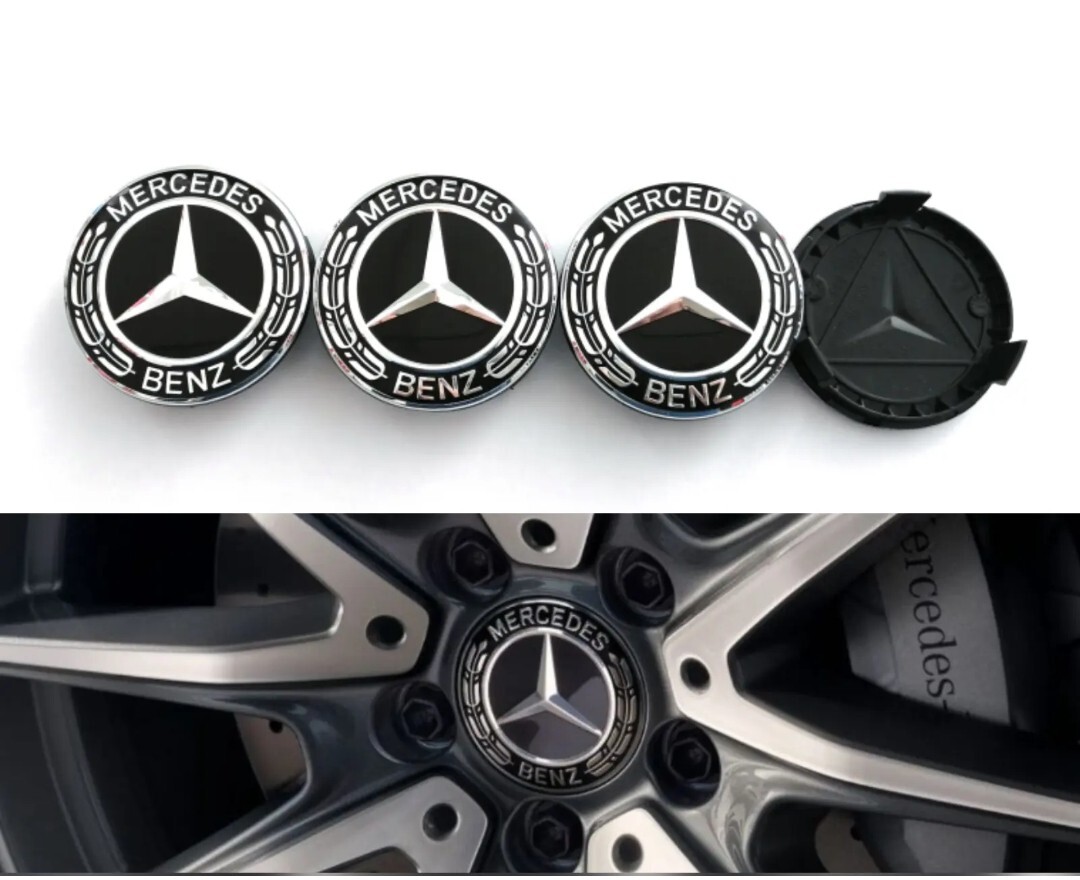 Tappi coprimozzo Mercedes Benz 75mm per cerchi in lega foto 5