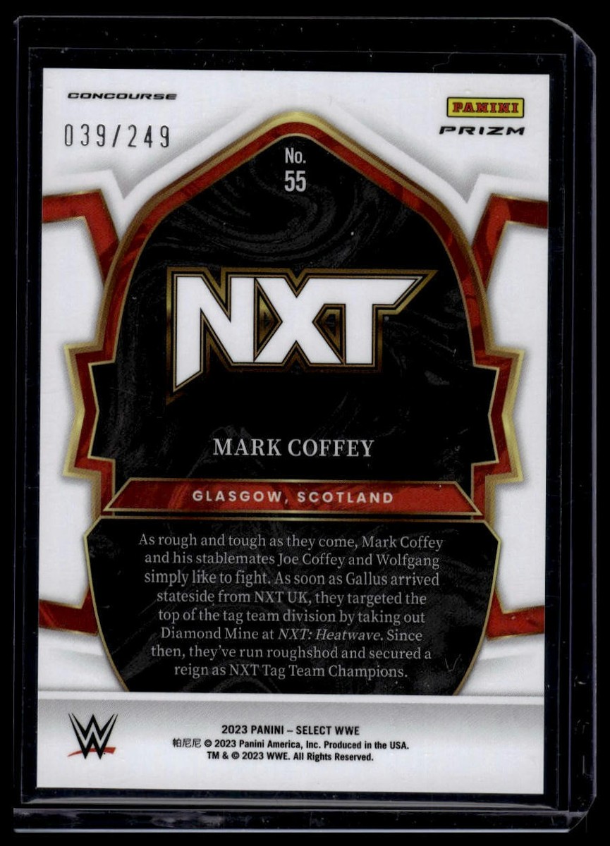 2023 Panini Select WWE #55 Mark Coffey Light Blue Prizms #/249 SN