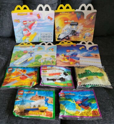 McDonalds Lego System Foreign Happy Meal COMPLETE set of 4 Toys W U3 & Boxes MIP