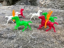 Lot of Vintage Plastic Horses and Indians White Orange Pink