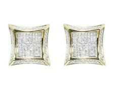 10k Yellow Gold Over Lab-Created Diamond Mens Womens Kite Shape Stud Earrings