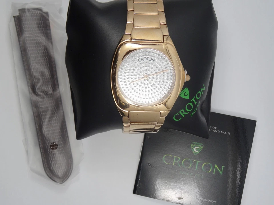 NEW "CROTON" CRYSTAL ACCENTS DIAL ROSE GOLD TONE & INTERCHANGEABLE BAND WATCH - Image 2 of 4