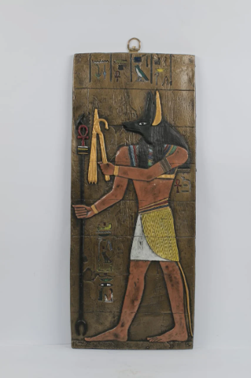 Replica Anubis Wall Relief - Egyptian Jackal God of Mummification Decor