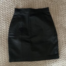 Vintage 0 1 2 Wilson s Leather Women's Size 8 18.5 Black Leather Skirt Back Zip