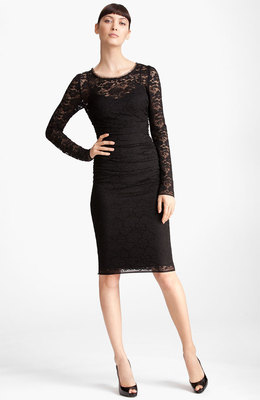 NEW DOLCE & GABBANA LONG SLEEVE RUCHED LACE DRESS SIZE US 6 = IT 40 $3325  BLACK | eBay