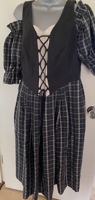Alphorn Trachtenmode Dirndl Trachten Black & Ivory Kleid Gr. 44 14 Oktoberfest