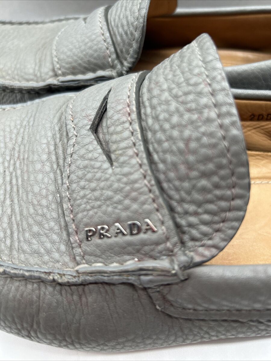 Prada Gray Saffiano DD 001 Penney Driver Slip On Loafers Prada Gray Saffiano DD 001 Penney Driver Slip On Loafers