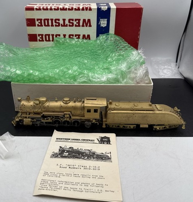 #ad Westside Model Co. HO BRASS A.T.S.F quot;3010quot; 2 10 2 Brass Loco amp; Tender Ex In Box $345.00