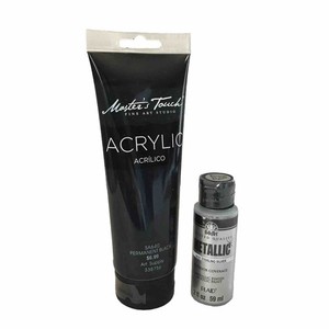 Masters Touch 640 Permanent Black & Folk Art 662E Sterling Silver Acrylic Paint