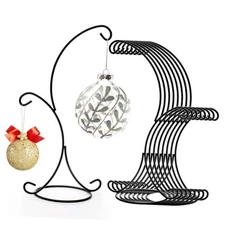  8 Pack Ornament Display Stands, 14" Iron Pothook Stands with Hooks for 