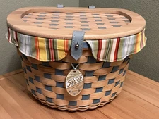 Longaberger 2006 Bicycle Basket with liner, protector and tie-on