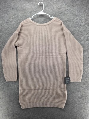 Lulus Dress Womens L Beige Short Sweater Dress V-Neck Oversized Casual |  eBay
