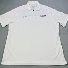 Florida Gators Polo Shirt Mens XL White NCAA Basketball Nike Dri Fit 1/4 Zip