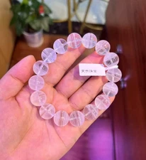 14.5mm Natural White Ghost Phantom Carved Reiki bracelet Crystal Quartz Healing
