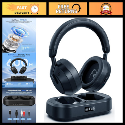 Wireless TV Headphones with LED Display, Bluetooth 5.3, No Audio Delay, Charging