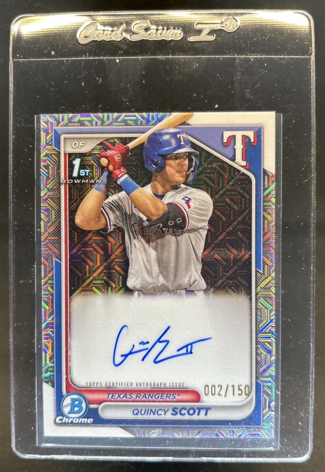 2024 Bowman Chrome Quincy Scott Auto HTA Choice Refractor 1st #/150 Rangers