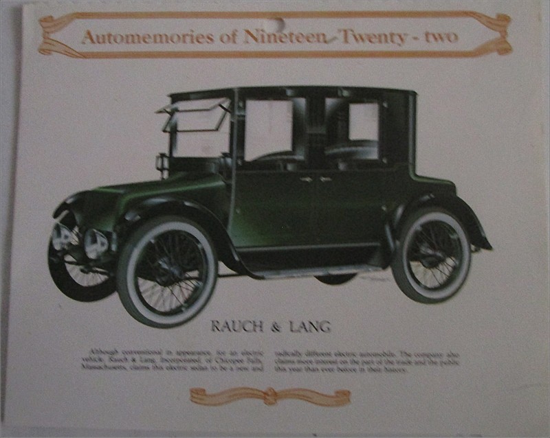 1922 Rauch & Lang 4 dr sedan calendar car print (black)