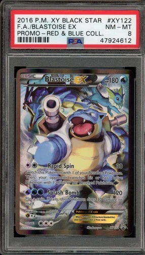 Pokemon Blastoise EX Red & Blue Coll. Black Star Full Art Promo XY122 PSA 8
