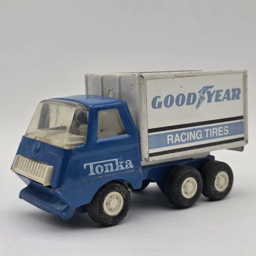 Vintage 1970s TONKA "Goodyear Racing Tires" TRUCK 5" BLUE / WHITE NICE USED