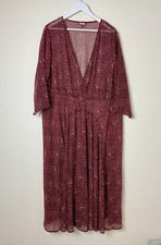Joe Browns Red Leopard Print Sheer Maxi Kaftan Cover Up Dress UK26 Plus