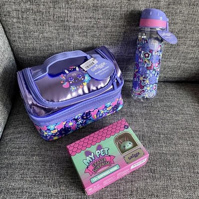 Original    Smiggle Hop Brotdose Tasche Flasche Set Flieder Schimmer Hase Gratis Geschenk