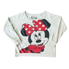 Disney Minnie Mouse Distressed 3/4 Sleeve Sweatshirt Women's Size M