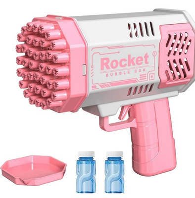 Rocket Bubble Gun Elektrische Seifenblasenpistole  in Rosa  Spielzeug 69 Loch