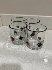 NEW Anthropologie Dupe POKER Icon Juice Glass Whiskey Cups SET OF 4 - VERY RARE