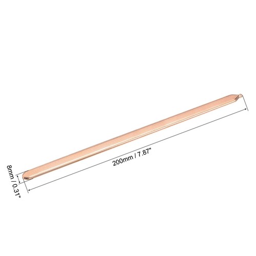Copper Flat Heat Pipe for Cooling Laptop CPU GPU Heatsink 200mm x 8mm x 3mm - Afbeelding 2 van 5