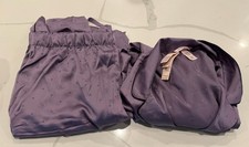 Victoria's Secret Women's Satin Long Pajama Set Purple VS Logo Extra XLarge NWT