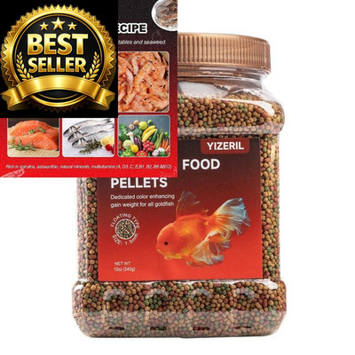 yizeril Floating Goldfish Food Pellets   12oz Pond Fish Natural Color... 
