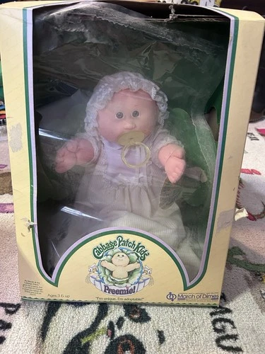 Cabbage Patch Kids Preemie Baby Doll Vintage 1980s Light Complexion Original Box
