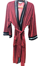 VTG Christian Dior Monsieur Velour Men's Velvet Robe Belt Pocket Jacket Maroon